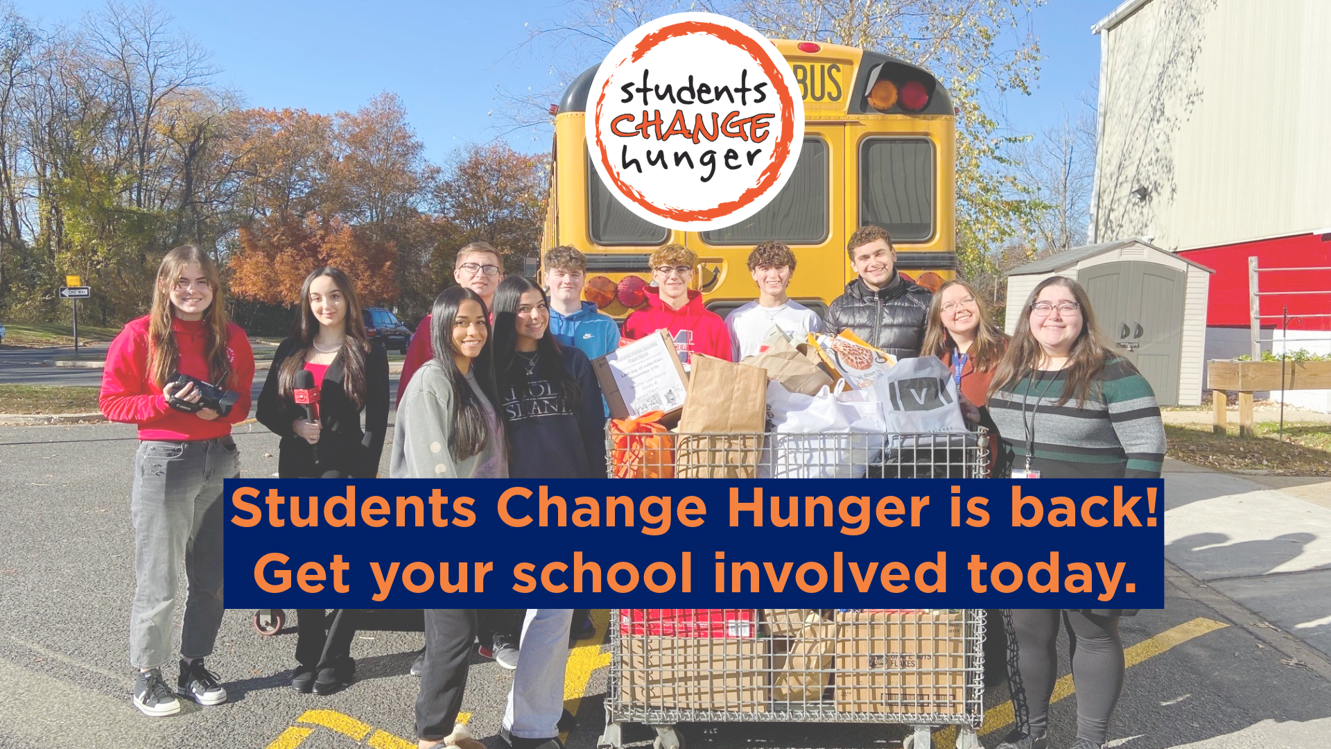 Students Change Hunger slide (2) Picture of high school students in front of bus with food donations
