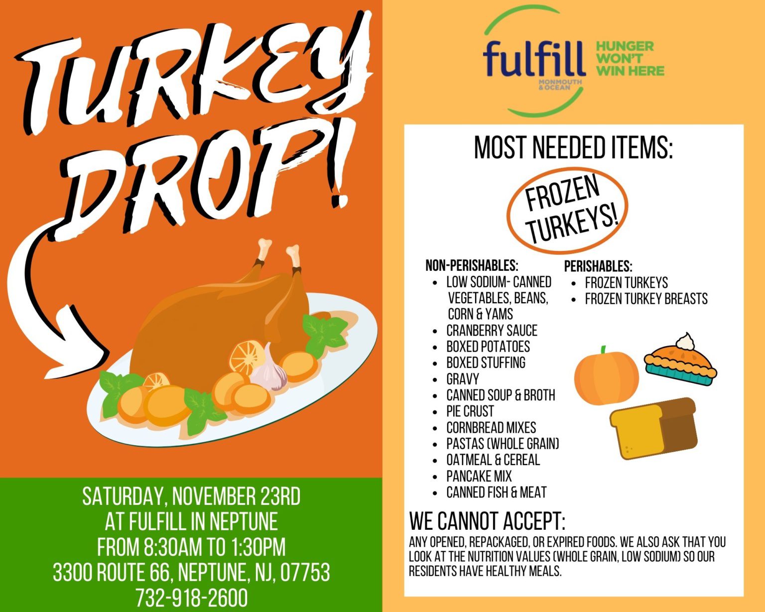 Turkey Drop to Feed Families in Need Fulfill NJ
