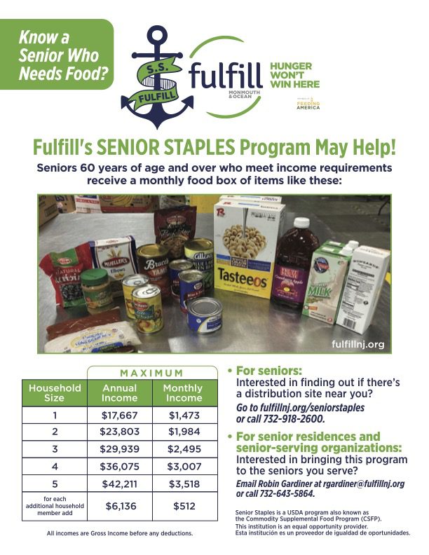 Fulfill's Senior Staples Program May Help! Fulfill NJ