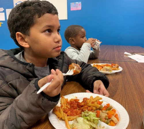 little boy eating