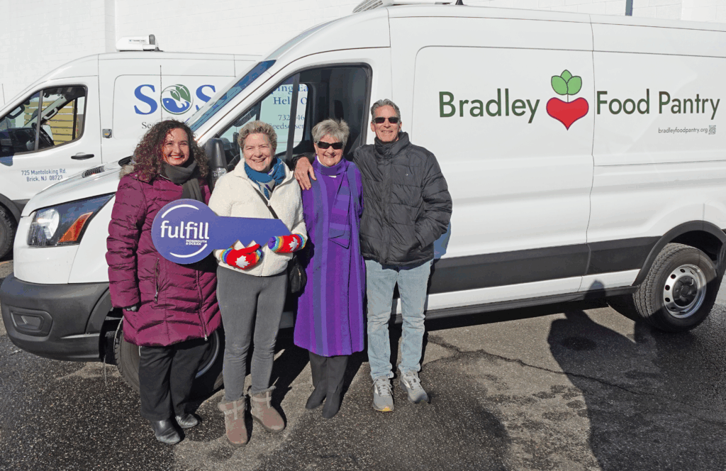 Bradley team with Triada and van Team at Bradley Food Pantry with Fulfill CEO Triada Stampas