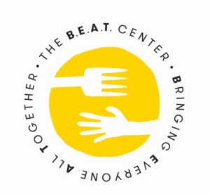 The B.E.A.T. Center logo. Image shows a fork and a hand with the words "Bringing Everyone All Together"